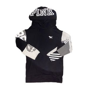 PINK Victoria’s Secret black and white hoodie- XS